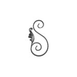 Volute feuille en s in�gale finition ray�e - hauteur 230mm largeur 120mm plat martel� 14x6mm - mod�le ...