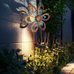Dcoration de jardin led lampe solaire moulin  vent lampe de terrasse piquet de terre, mtal dor bleu, ...