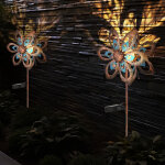 D�coration de jardin led lampe solaire roue � vent lampe de terrasse lampe ext�rieure piquet de terre, ...