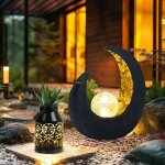 D�coration de jardin lumi�re solaire led pot de fleur planteur lumi�re ext�rieure croissant de lune d�coration ...