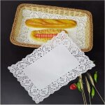 Dcoration de nol 150 pcs / paquet rectangulaire papier dentelle napperon mariage blanc dessous de verre ...