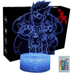 D�coration de no�l 3d lampe illusion optique anime naruto hatake kakashi classe 7 led veilleuse, 16 couleurs ...