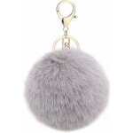 Fei yu - dcoration de porte - cls pendentif sac boule en fausse fourrure (gris)