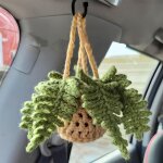Dcoration de voiture - jolie plante au crochet - pendentif de rtroviseur - dcoration tricote  la ...