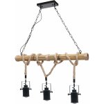 Décoshop26 - lampe à suspension lustre corde de bambou vintage industrielle métal noir 3x abat - jour ... Décoshop26 - lampe à suspension lustre corde de bambou vintage industrielle métal noir 3x abat - jour ...