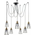 Dcoshop26 - suspension lampe suspendue lustre hauteur rglable en mtal style industriel noir 7x abat ...