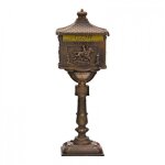 Dema ? bo�te aux lettres pilier antique en aluminium moul� ? clapet dor� 30x3, 5cm ? dimensions 42x29x117cm ...