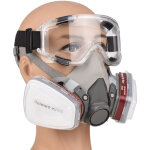 Zoternen - demi - masque respiratoire réutilisable, masque à gaz 6200, avec lunettes de sécurité, pour ... Zoternen - demi - masque respiratoire réutilisable, masque à gaz 6200, avec lunettes de sécurité, pour ...