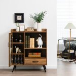 Buffet cuisine à porte vitrée avec tiroir 5 compartiments meuble de rangement avec porte - verre porte ... Buffet cuisine à porte vitrée avec tiroir 5 compartiments meuble de rangement avec porte - verre porte ...