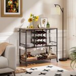 Design in - chariot de bar 3 tages service roulettes porte - bouteilles crochets gris cw96808