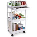 Desserte � roulettes � 3 niveaux avec tiroir, chariot de rangement roulant multifonctionnel desserte ...