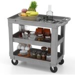 Desserte de service  3 niveaux charge 250kg - chariot  roulettes en pp avec 2 roues universelles - ...