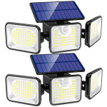 D�tecteur de mouvement solaire ext�rieur, capteur infrarouge humain triple t�te 180 led, projecteur solaire ...