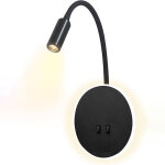 Devenirriche - 3 + 8w led lampe de chevet pour lire led lampe de lecture de cygne flexible (noir) applique ...