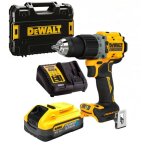 Dewalt dcd805h1t perceuse � percussion powerstack xr brushless 18v 90nm - 1 x 5ah batteries, chargeur ...