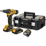 Dewalt - riveteuse xr 18v 2ah brushless 4, 8 mm - 2 batteries renforces, coffret tstak - dcf403d2gt ...
