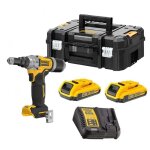 Dewalt - dcf414d2 - qw riveteuse sans fil 18 v 4. 8 - 6. 4mm - 2x2. 0ah batteries + chargeur en t - stak ...