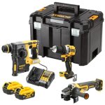 Dewalt dck330p2t - qw kit 3 outils xr 18v brushless ? dcd800 perceuse + dch273 perforateur + dcg405 meuleuse ...