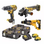 Dewalt - pack 3 outils perforateur sds - plus, meuleuse 125 mm et perceuse - visseuse compacte dck327p2t ...