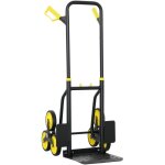 Diable d'escalier - durhand - pliable - 120 kg - 6 roues - cordes t�lescopiques - cadre en acier - 44x38x106, ...