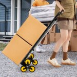 Diable pliable et �chelle 2 en 1 escabeau en aluminium � 3 marches avec p�dales antid�rapantes & roues ...