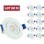 Lot de 10 - spot led encastrable orientable, 7w 3000k blanc chaud transformateur intgr pour plafond ...