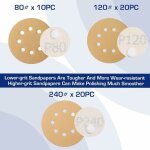 Disques de ponage 125mm 50 pices, grain 80, 120, 240, 3 fois plus rsistant, disques abrasifs 125mm ...