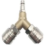 Distributeur d'air comprim� avec interrupteur, tout en laiton inoxydable, �quip� de deux raccords filet�s ...