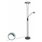 Divine - led dimmable lampadaire avec lampe de lecture variateur inclus - 1 lumi�re - h 1800 mm - noir ...