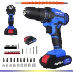 Diy project professional 21v batterie percussion perceuse (y compris 1x1, 5ah batterie, 26 pi�ces accessoires ...