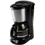 Domo - do1065k cafeti�re noir, acier inoxydable nombre de tasse=12 �cran, minuteur, verseuse en verre ...