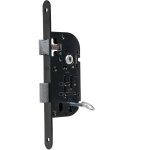 Serrure de porte noire  encastrer fermeture  cle axe 40 mm  larder reversible