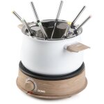 Domo - do736f appareil � fondue 1500 w voyant lumineux, 8 fourchettes � fondue bois, blanc