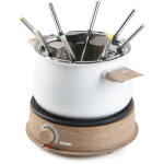 Domo - do736f appareil � fondue 1500 w voyant lumineux, 8 fourchettes � fondue bois, blanc