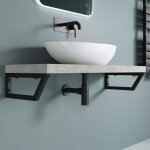 Doporro - 1 pi�ce equerre de fixation plan de toilette �tag�re tablette murale acier inox noir 50cm wh02 ...