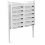 Double bloc 12 boites aux lettres sur pieds entr�es courrier blanc