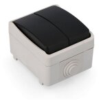 Double commutateur tanche - ip44 - 16a 250v - polypropylne - gris / noir