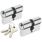Double cylindre de porte 30 x 30 mm paire de cylindres de s�curit� s'entrouvrant 3 cl�s