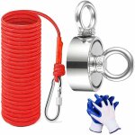 Double faces aimant néodyme avec corde (20m / 66ft) - combiné 340kg extrêmement traction puissant rond ... Double faces aimant néodyme avec corde (20m / 66ft) - combiné 340kg extrêmement traction puissant rond ...