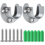 Douilles de poteau de penderie en acier inoxydable, 2pcs extr�mit� de tige de penderie robuste soutient ...