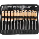 Dpzo - 12pcs ciseaux � bois, outils de menuiserie avec poign�es en bois, mallette pour bricolage et artisanat ...