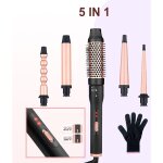 Dpzo - fer � boucler 5 en 1, boucleur a cheveux c�ramique avec 5 baril en c�ramique interchangeable et ...