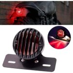 Dpzo - feu arri�re rond noir pour moto - avec support de plaque d'immatriculation, 12v