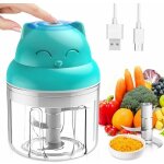 Dpzo mini hachoir lectrique multi moulinette, 250ml mixer blender avec design acier inoxydable 3 lames, ...