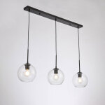 Barcelona led - suspension 3 boules en verre cristal 'merce' - 3 x e27 - noir