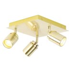 Qazqa - ducha - spot plafond, plafonnier - 3 lumire - l 23 cm - dor / laiton - moderne - clairage ...