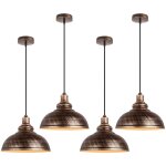 E27 lustre suspension industrielle vintage rtro 4pcs plafonnier abat - jour en mtal luminaire pour ...
