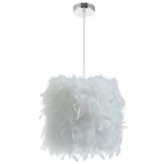E27 lustre suspension en plumes blanche 23cm 40w, abat - jour rtractiles luminaire plafonnier pour chambre ...