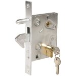 Eac ? serrure � crochet � encastrer pour portails coulissants 60 mm ? acier zingu� ? cylindre 54 mm ? ...