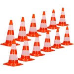 12x c�nes signalisation pyl�ne, 47 cm, pvc solide, orange / blanc, triangle de circulation, marqueur ...